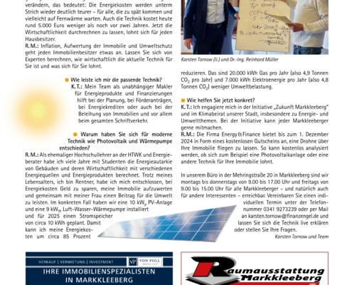 Karsten Tornow und Dr.-Ing. Reinhard Müller zum Thema Photovoltaik und Wärmepumpe in Markkleeberg